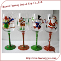 hand painted Christmas series red colored wine glasses